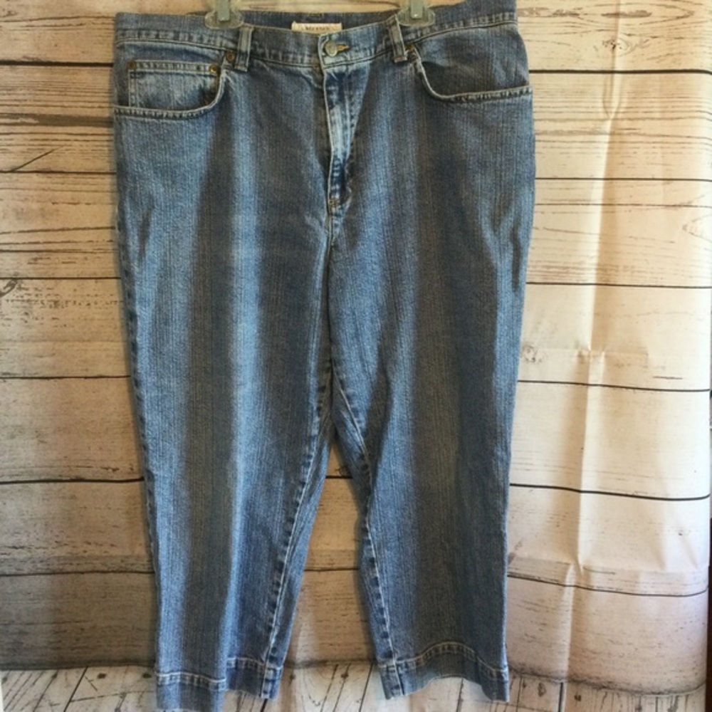 Jones Sport Classic Blue Denim Women's Wide Leg Capris Jeans Stretch Size 16